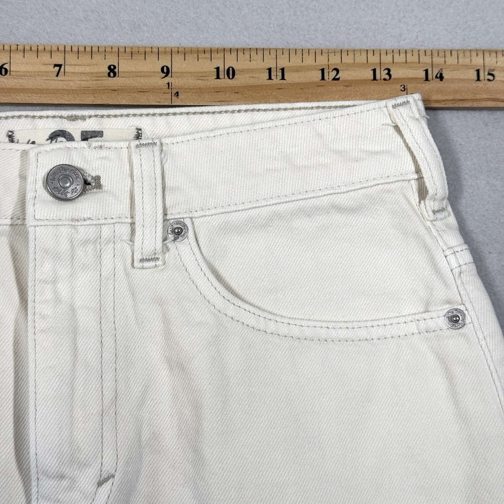 We The Free People Skirt Womens 25 Bailey Fringe Raw Hem Denim Jean Cream Boho - Picture 10 of 12